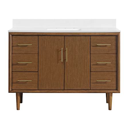 Miseno Mertola 48" Free Standing Single Basin Vanity Set with Cabinet and Stone Composite Vanity Top Dark Maplewood