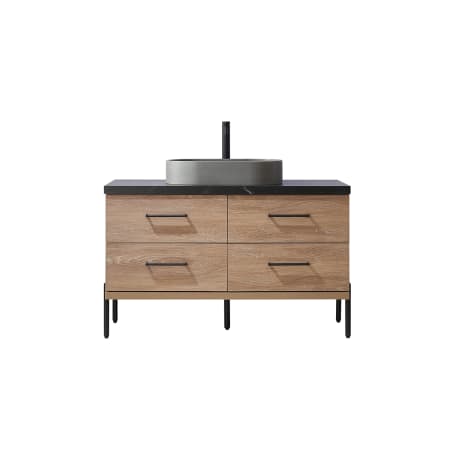 Miseno Trento 48" Free Standing Single Basin Vanity Set with Cabinet and Sintered Stone Vanity Top North American Oak / Black