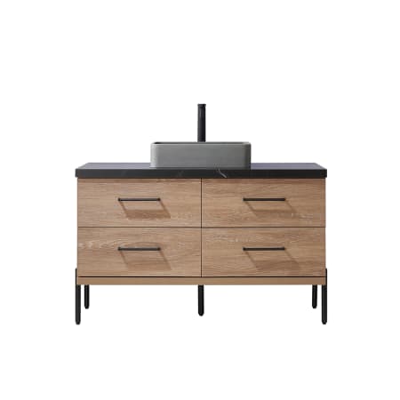 Miseno Trento 48" Free Standing Single Basin Vanity Set with Cabinet and Sintered Stone Vanity Top North American Oak / Black