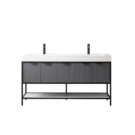 Miseno Marcilla 60" Free Standing Double Basin Vanity Set with Cabinet and Stone Composite Vanity Top Gentleman Grey / White
