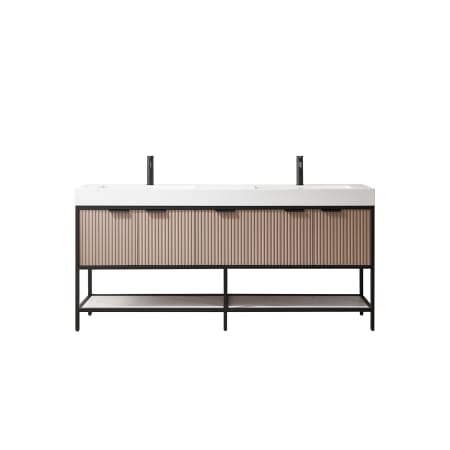 Miseno Marcilla 72" Free Standing Double Basin Vanity Set with Cabinet and Stone Composite Vanity Top Almond Coffee / White