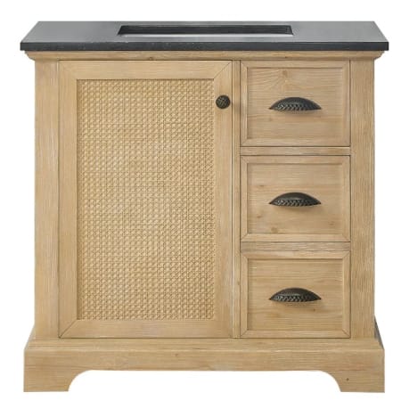 Miseno Hervas 36" Free Standing Single Basin Vanity Set with Cabinet and Marble Vanity Top Fir Wood Brown / Black Natural Celestite Marble