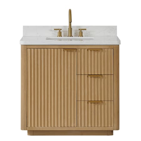 Miseno Cádiz 36" Free Standing Single Basin Vanity Set with Cabinet and Composite Stone Vanity Top Washed Ash Grey