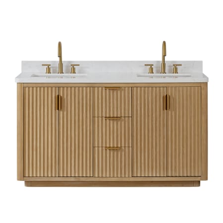 Miseno Cádiz 60" Free Standing Double Basin Vanity Set with Cabinet and Composite Stone Vanity Top Washed Ash Grey