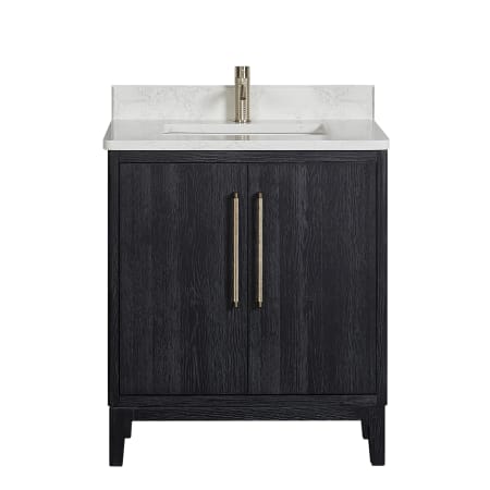 Miseno Gara 30" Free Standing Single Basin Vanity Set with Cabinet and Composite Stone Vanity Top Fir Wood Black