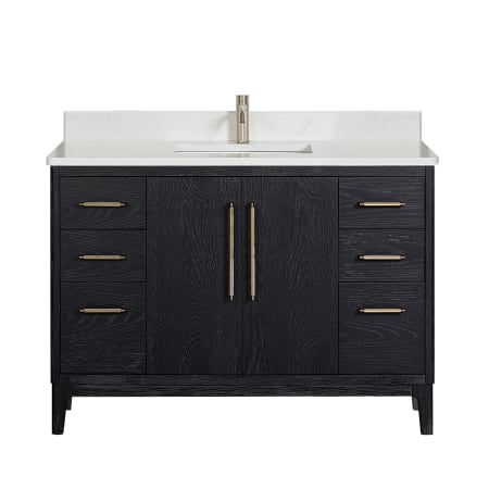 Miseno Gara 48" Free Standing Single Basin Vanity Set with Cabinet and Composite Stone Vanity Top Fir Wood Black
