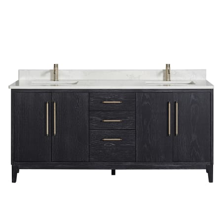 Miseno Gara 72" Free Standing Double Basin Vanity Set with Cabinet and Composite Stone Vanity Top Fir Wood Black