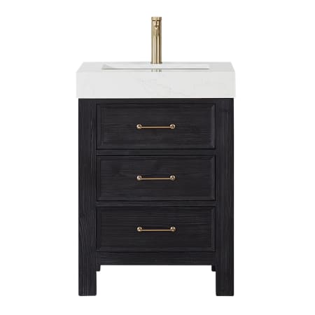 Miseno León 24" Free Standing Single Basin Vanity Set with Cabinet and Composite Stone Vanity Top Fir Wood Black