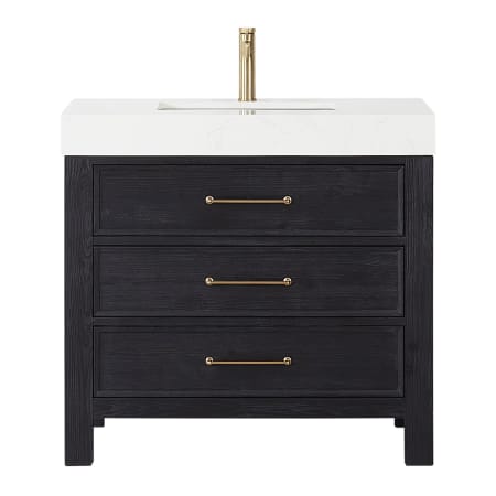 Miseno León 36" Free Standing Single Basin Vanity Set with Cabinet and Composite Stone Vanity Top Fir Wood Black