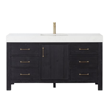 Miseno León 60" Free Standing Single Basin Vanity Set with Cabinet and Composite Stone Vanity Top Fir Wood Black