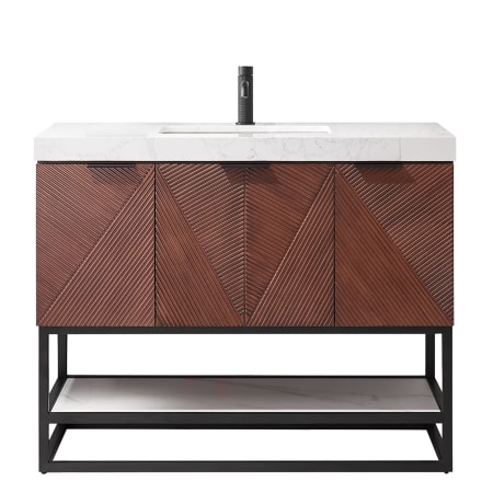 Miseno Mahon 42" Free Standing Single Basin Vanity Set with Cabinet and Composite Stone Vanity Top North American Deep Walnut