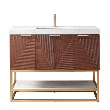 Miseno Mahon 42" Free Standing Single Basin Vanity Set with Cabinet and Composite Stone Vanity Top North American Deep Walnut