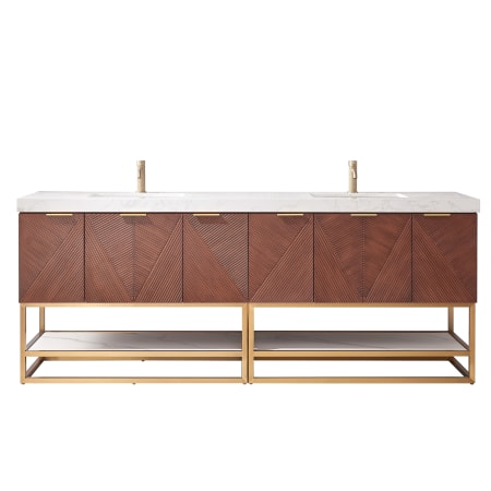 Miseno Mahon 84" Free Standing Double Basin Vanity Set with Cabinet and Composite Stone Vanity Top North American Deep Walnut