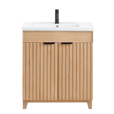 Miseno Palos 30" Free Standing Single Basin Vanity Set with Cabinet and Ceramic Vanity Top Fir Wood Brown