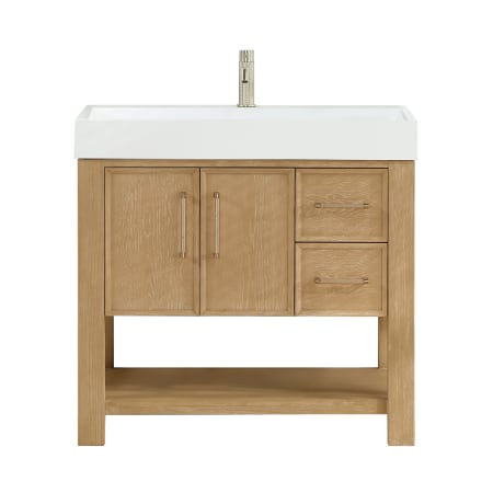 Miseno Vera 36" Free Standing Single Basin Vanity Set with Cabinet and Composite Stone Vanity Top Washed Ash Grey