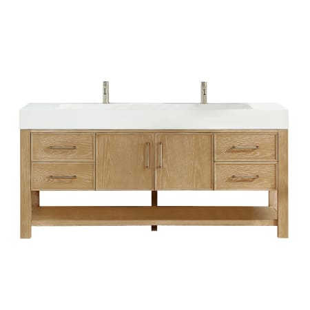 Miseno Vera 72" Free Standing Single Basin Vanity Set with Cabinet and Composite Stone Vanity Top Washed Ash Grey