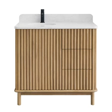 Miseno Seoul 36" Free Standing Single Basin Vanity Set with Cabinet and Composite Stone Vanity Top Washed Ash Grey