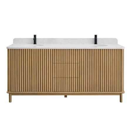 Miseno Seoul 72" Free Standing Double Basin Vanity Set with Cabinet and Composite Stone Vanity Top Washed Ash Grey