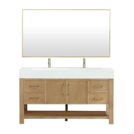 Miseno Vera 60" Free Standing Single Basin Vanity Set with Cabinet, Composite Stone Vanity Top and Mirror Washed Ash Grey