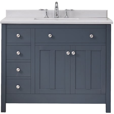 Miseno New Chateau 42" Free Standing Single Vanity Set with Wood Cabinet and Marble Vanity Top Dark Charcoal