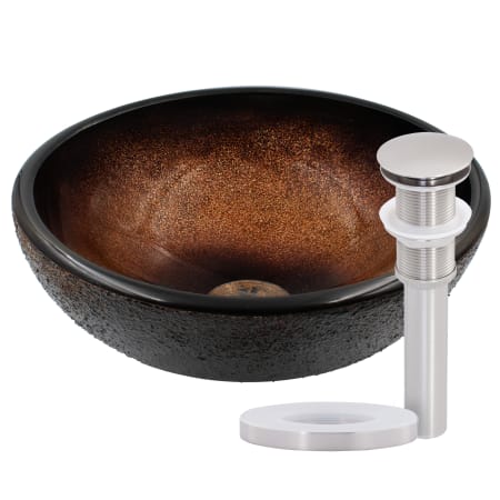 Miseno Sanguinello 12" Circular Glass Vessel Bathroom Sink and Drain Assembly Brown / Brushed Nickel Drain