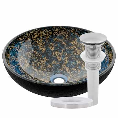 Miseno Distorto 16-1/2" Circular Glass Vessel Bathroom Sink and Drain Assembly Brown / Brushed Nickel Drain