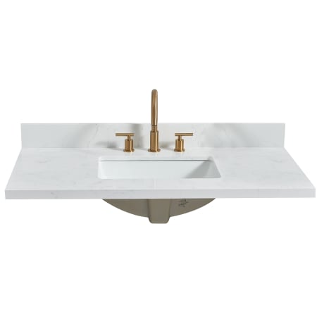 Miseno Jaen 43" Stone Vanity Top with Backsplash and Ceramic Sink Grain White