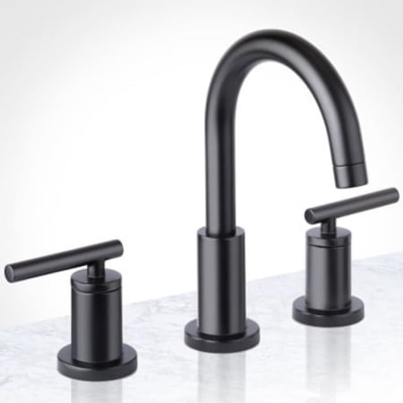 Miseno Mia Widespread Bathroom Faucet - Includes Brass Push-Pop Drain Assembly Matte Black