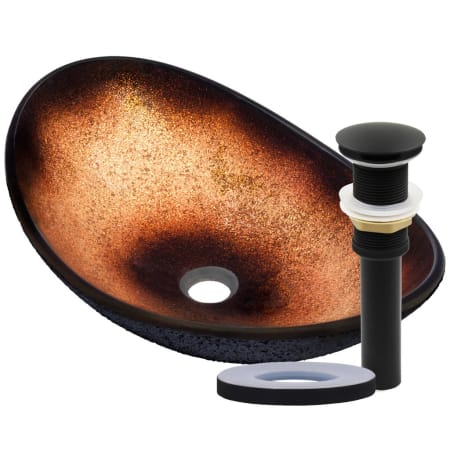 Miseno Oval 21-1/2" Tempered Glass Vessel Bathroom Sink Flat Black Drain