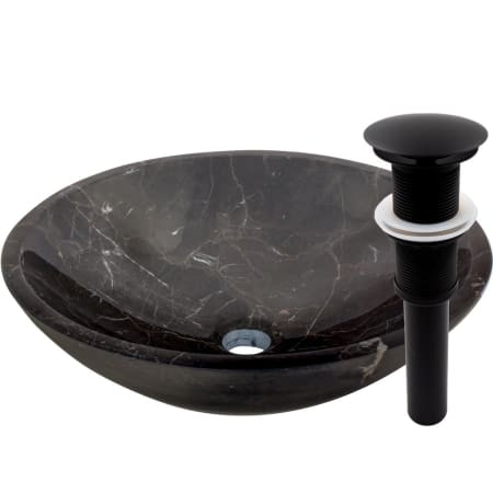 Miseno Circular 17" Marble Vessel Bathroom Sink Flat Black Drain