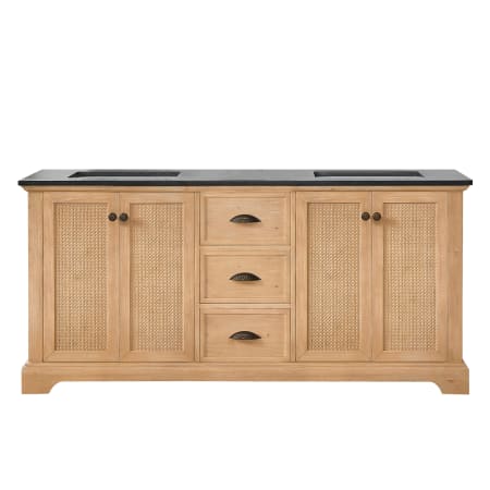 Miseno Hervas 72" Free Standing Double Basin Vanity Set with Cabinet and Marble Vanity Top Fir Wood Brown / Black Natural Celestite Marble