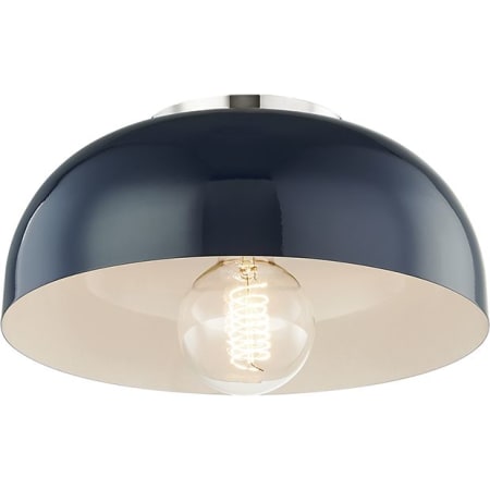 Mitzi Avery Single Light 11" Wide Semi-Flush Ceiling Fixture Polished Nickel / Navy
