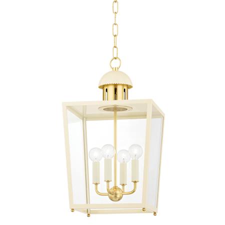 Mitzi June 4 Light 12" Wide Multi Light Pendant Aged Brass / Soft Cream