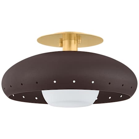 Mitzi Kimber 16" Wide Flush Mount Ceiling Fixture Aged Brass / Textured Bronze with Highlights