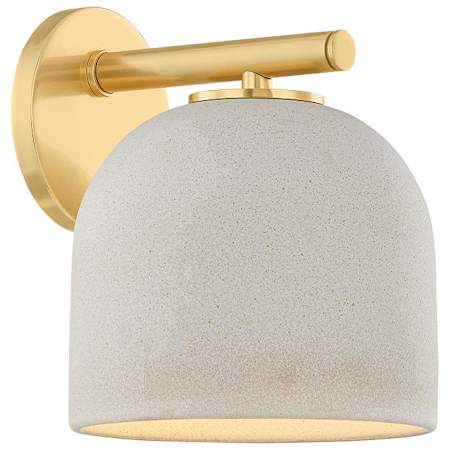 Mitzi Cara 9" Tall Wall Sconce Aged Brass / Ceramic Cream Pebble