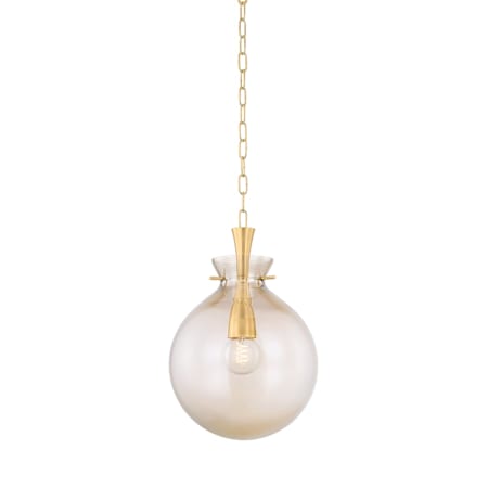 Mitzi Benita 12" Wide Pendant with Bronze, Clear Glass Shade Aged Brass