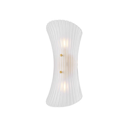 Mitzi Esmae 2 Light 16" Tall Wall Sconce with Ribbed Cast Glass Shade Aged Brass