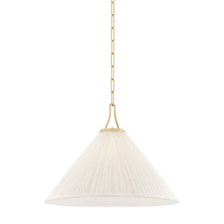 Mitzi Merida 22" Wide Pendant with Faux Silk Shade Aged Brass
