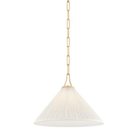 Mitzi Merida 16" Wide Pendant with Faux Silk Shade Aged Brass