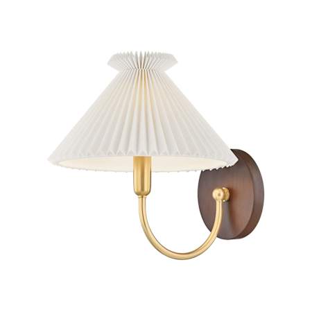 Mitzi Acacia 10" Tall Wall Sconce with Pleated Linen Shade Aged Brass