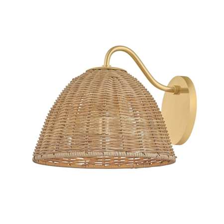 Mitzi Katniss 8" Tall Wall Sconce with Natural Woven Wicker Shade Aged Brass