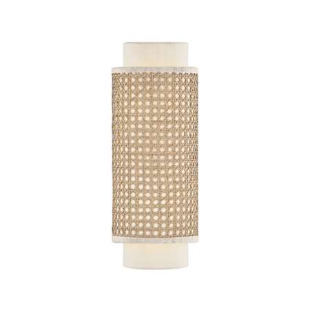 Mitzi Tina 2 Light 17" Tall Wall Sconce with Raw Silk Inner And Woven Wicker Outer Shade Aged Brass