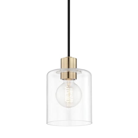 Mitzi Neko Single Light 5-1/2" Wide Mini Pendant with Clear Shade Aged Brass