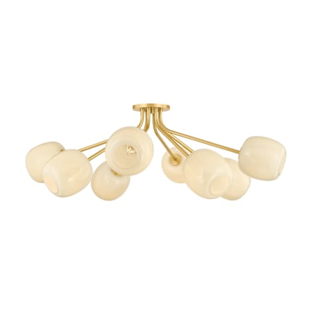 Mitzi Lisette 8 Light 40" Wide Semi-Flush Ceiling Fixture Aged Brass