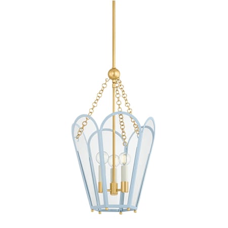 Mitzi Clarisse 3 Light 13" Wide Suspension Multi Light Pendant Aged Brass / Soft Arctic Blue