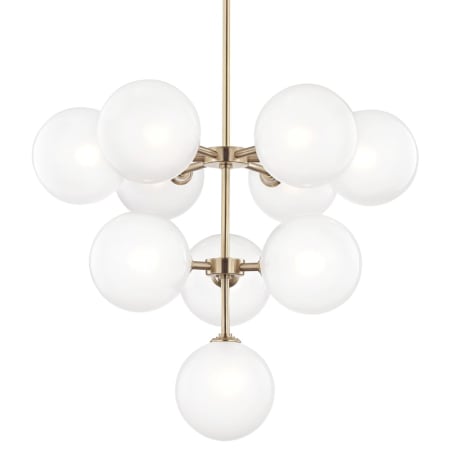 Mitzi Ashleigh 10 Light 29-3/4" Wide LED Globe Chandelier with Clear Outer and Etched Inner Shades Aged Brass