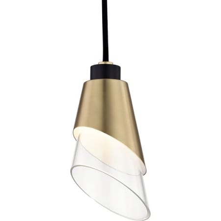 Mitzi Angie Single Light 4-3/4" Wide LED Mini Pendant with Clear Shade Aged Brass