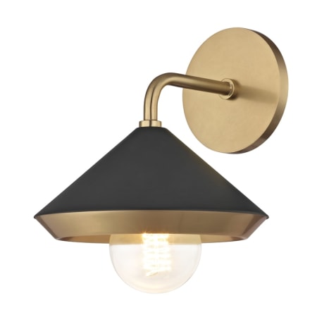 Mitzi Marnie Single Light 11" High Wall Sconce with Two-Tone Metal Shade Aged Brass / Black