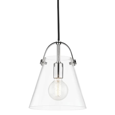 Mitzi Karin Single Light 9" Wide Mini Pendant with Clear Shade Polished Nickel