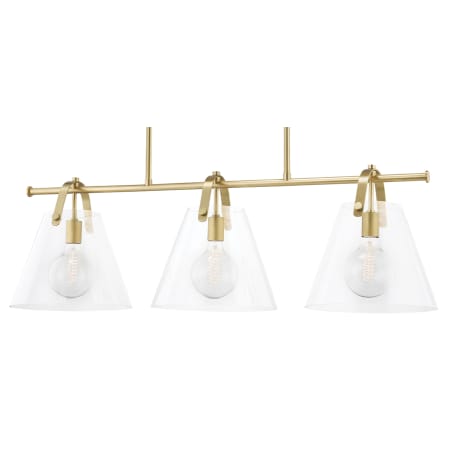 Mitzi Karin 3 Light 44" Wide Linear Chandelier Aged Brass